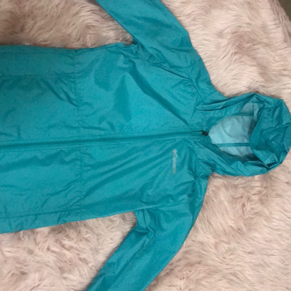 Teal, Columbia, waterproof wind breaker